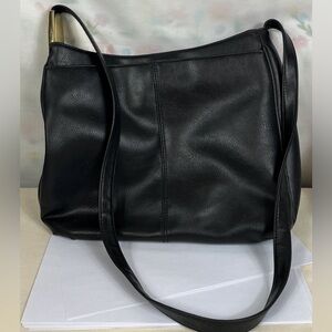 Vintage Bueno Black Faux Leather Crossbody Handbag Bag